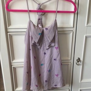 Xhilaration Lavender Blouse with Colorful Lips